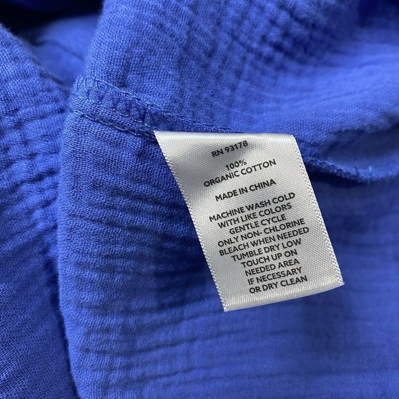 magaschoni Gauze Midi Dress‎ Women Sz M 100% Organic Cotton Belted Button Front - Picture 9 of 10